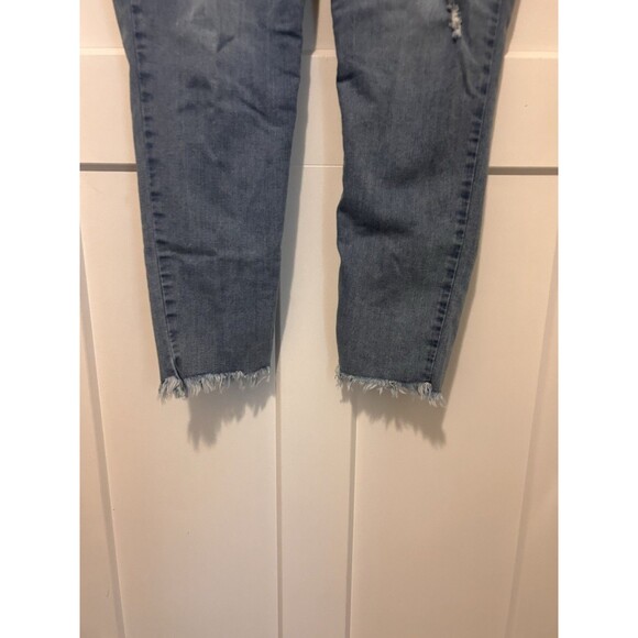 Democracy Jeans Women Size 12 Blue "Ab" Technology Tapered Fray Hem Denim Jeans - Picture 10 of 10